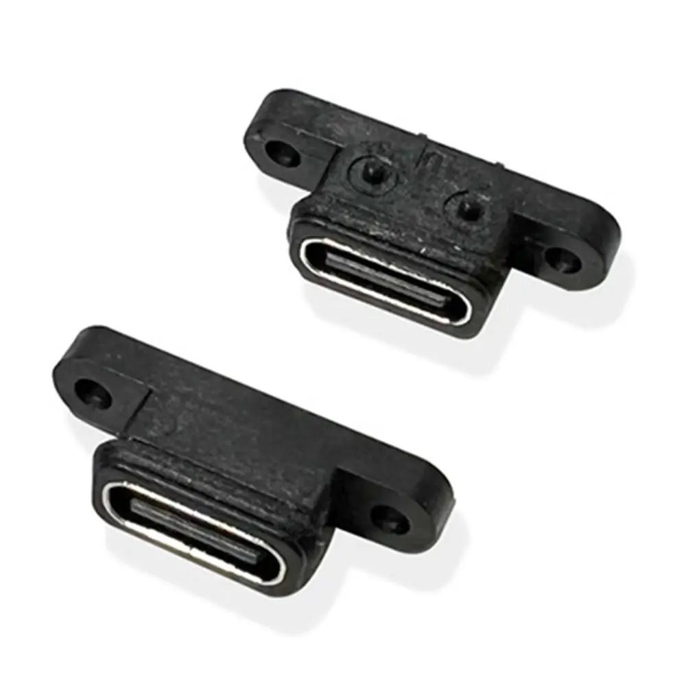 Type-C TYPE C 2Pin Female USB C Socket Port With Screw Hole 2P Waterproof Female Plug 180 Degree Waterproof