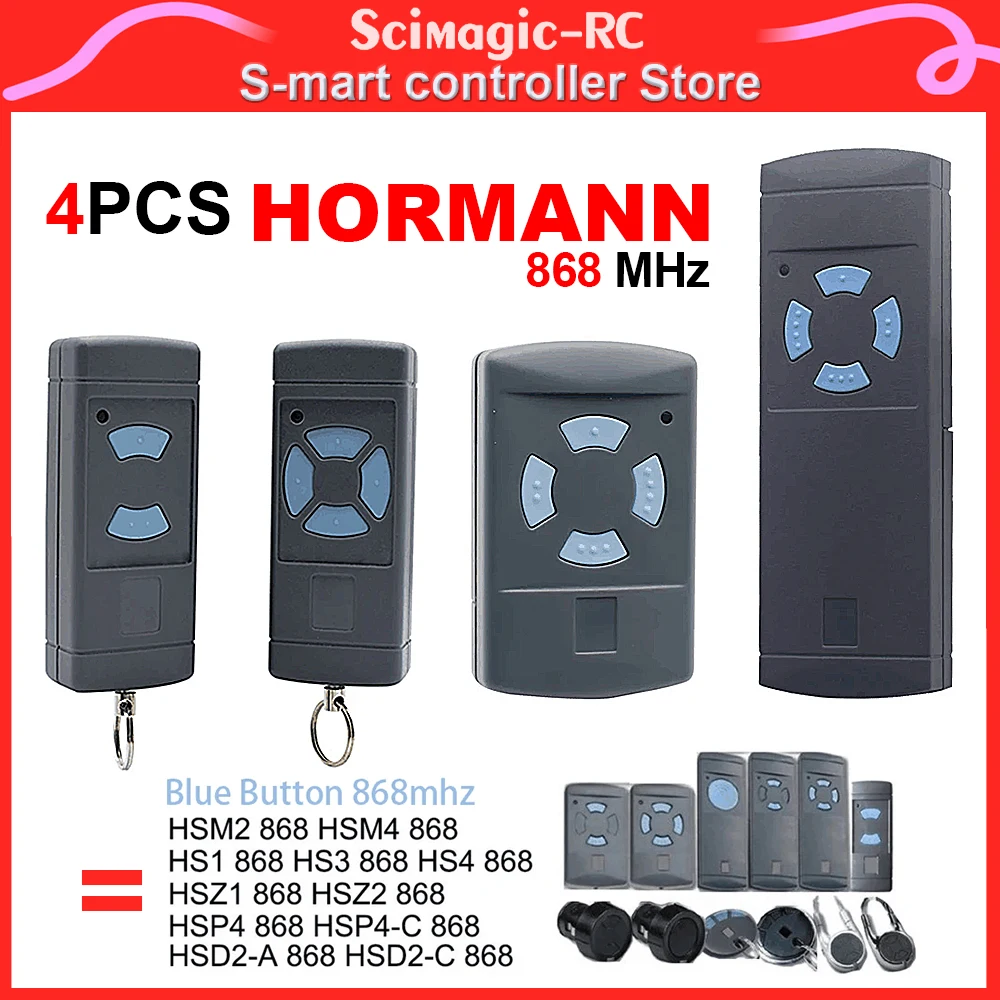 4pcs Remote Control 868 MHz HORMANN HSM4 HSM2 HS2 HS4 HSE2 HSE4 HSZ1 HSZ2 HSP4 Garage Door Remote Command Remote