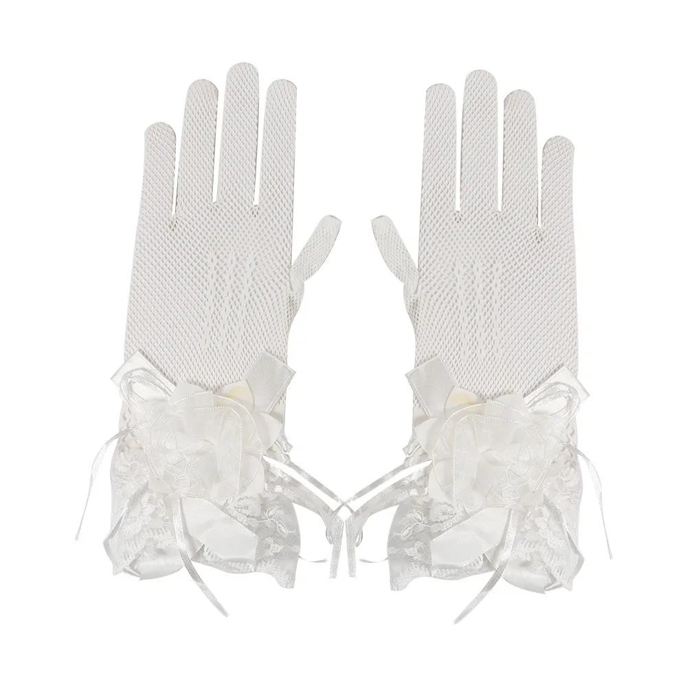 Thin Sweet Elasticity Sun Protection Women Bridal Flower Lace Mittens Wedding gloves Hand Sleeve