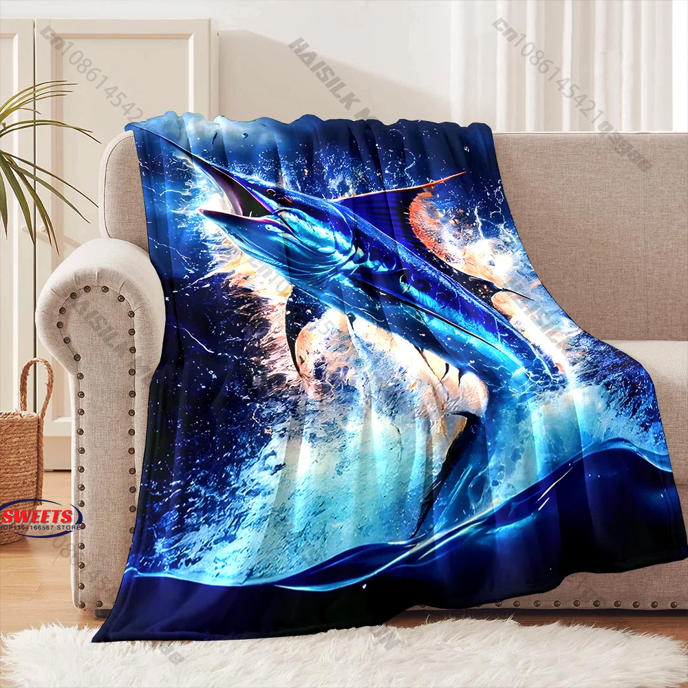 

Dynamic Ocean Marlin Blanket Multiple sizes kid's and adults' bedroom living room sofa decor blanket, Exquisite gift