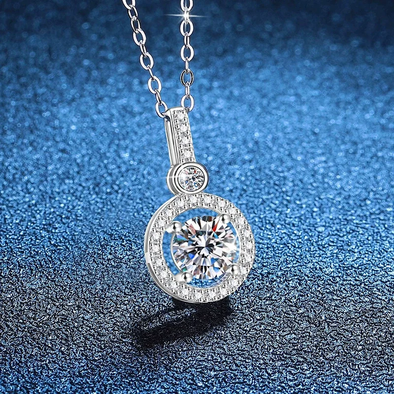 

ZFSILVER Fashion Trend 925 Silver Luxury 1ct Moissanite Design Round Necklace Charms Women Accessories Party Jewelry Gifts XL283