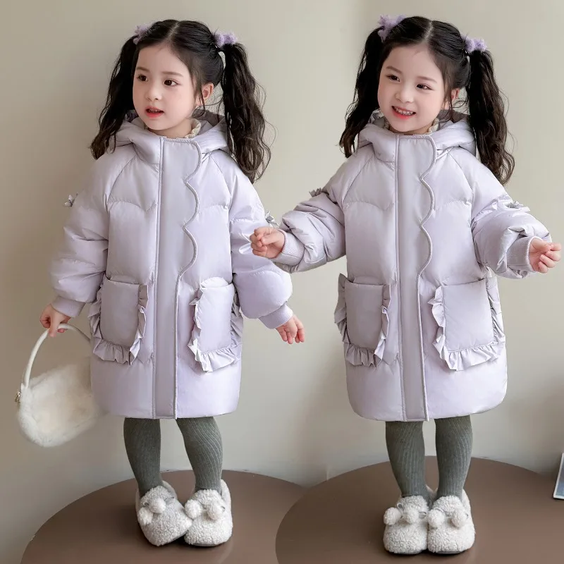 Girls Winter Warm Down Cotton Jacket Kids Coat Waterproof Hooded Children Outerwear Parka Snowsuit 2025 Winter New