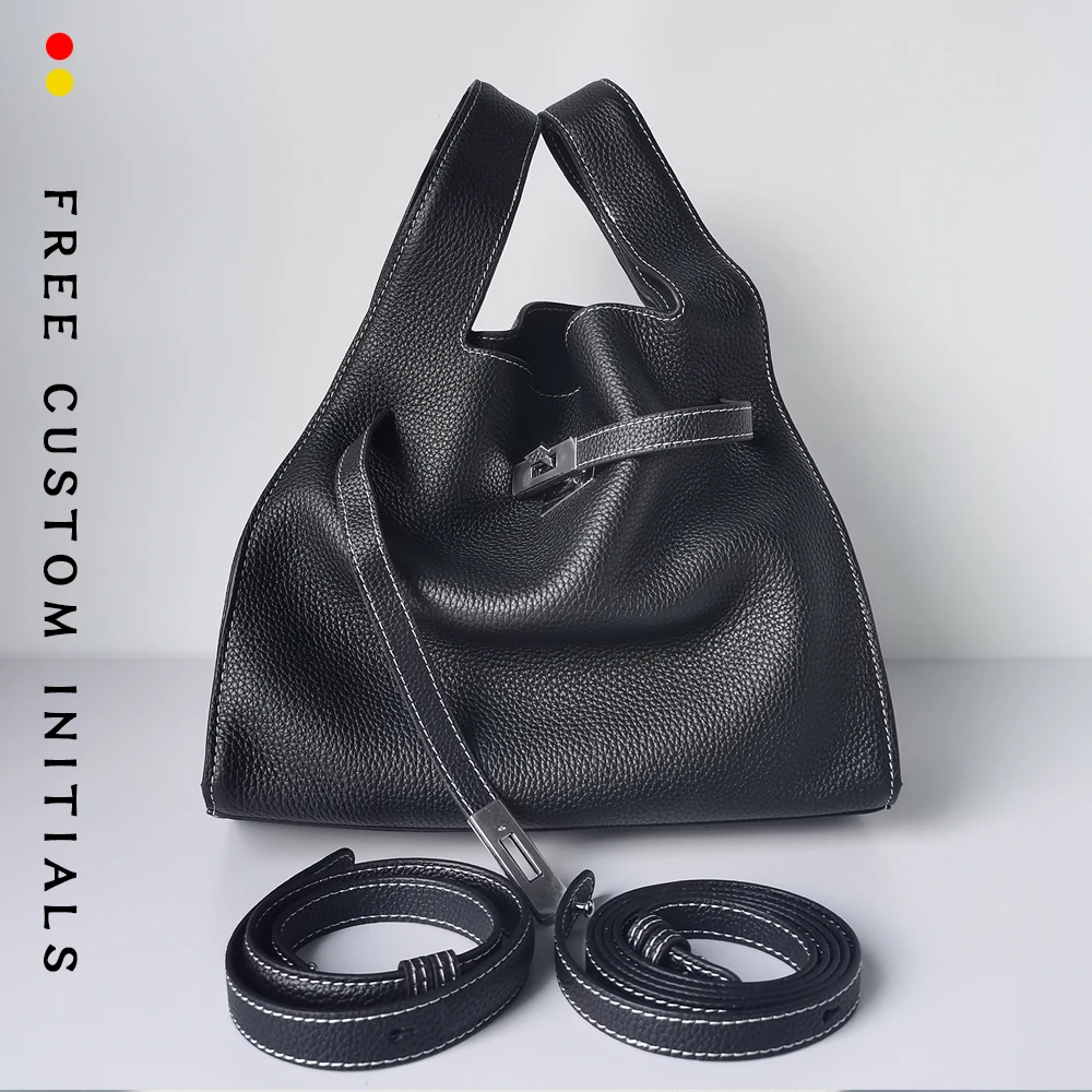 

Top layer chard vegetable basket bag one shoulder crossbody underarm bucket bag commuting women's bag free gold stamping letters