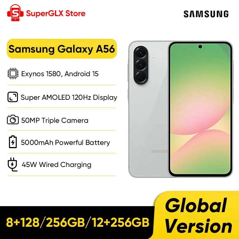 Global Version Samsung Galaxy A56 5G Smartphone Exynos 1580 6.7
