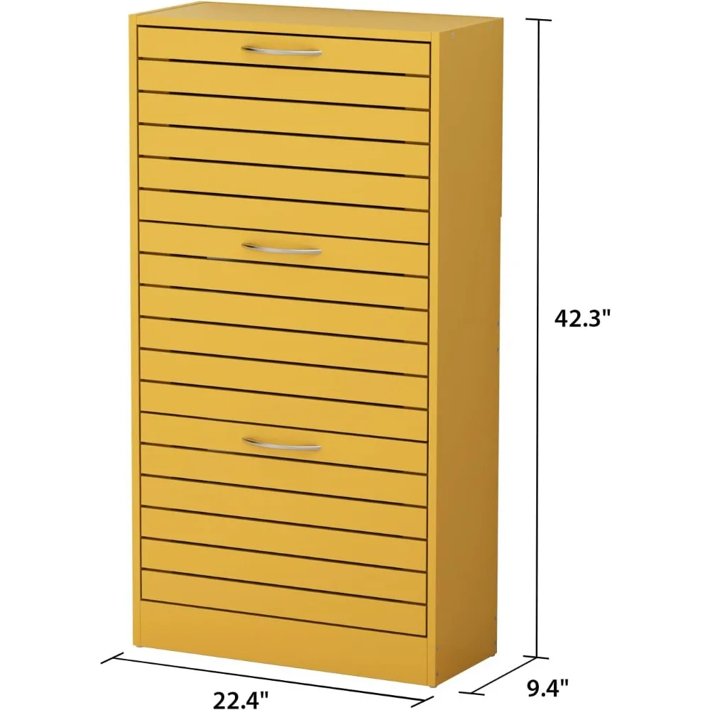 خزانة تخزين الأحذية الخشبية الضيقة مع 3 أدراج قابلة للطي، منظم نحيف للمدخل، خزانة رف الأحذية المخفية، حذاء موفر للمساحة