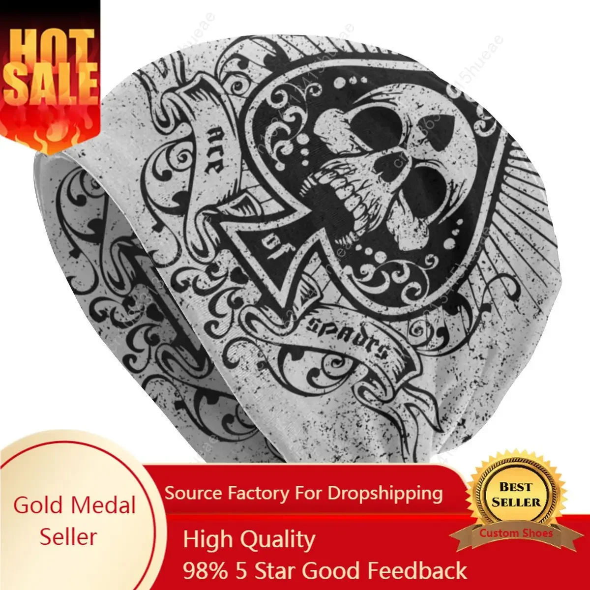 

Heavy Metal 1960s Punk Rock Music Slouchy Beanie Hats Men Women Skull Art Ace Of Spades Knit Skullies Beanies Cap For Winter Ski