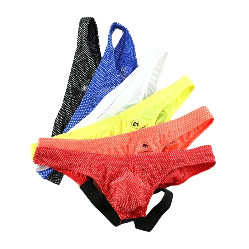 

6PCS Sexy Men Underwear Thongs Open Pouch Bag T-back Erotic Underwear Bulge Male Funny Double G Strings Jockstrap Panties