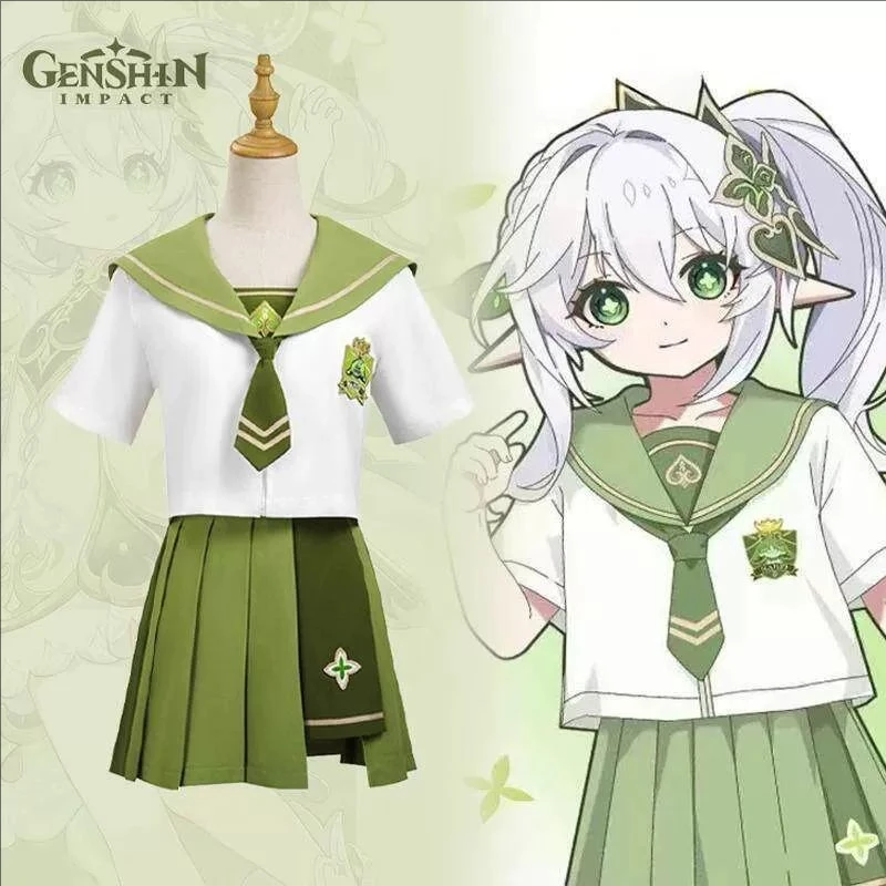 Japanischer Stil Frischer Grüner Matrosenanzug JK-Set Frühling Sommer Kurzärmeliger Schüler-Plisseerock Uniform Halloween Karneval Bühnenoutfit