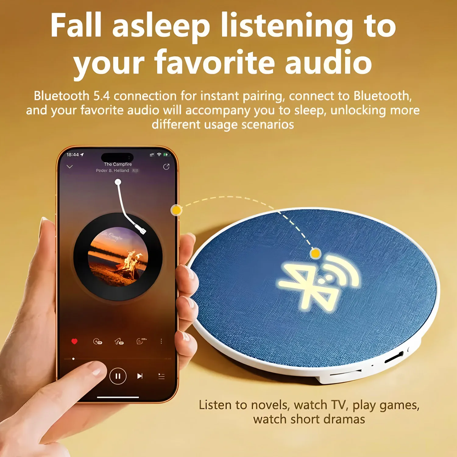 Mini Ultra Thin Bluetooth 5.4 Sleep Aid Speaker HiFi Stereo White Noise Multi-Functional Under Pillow Home Sleep Timer Audio