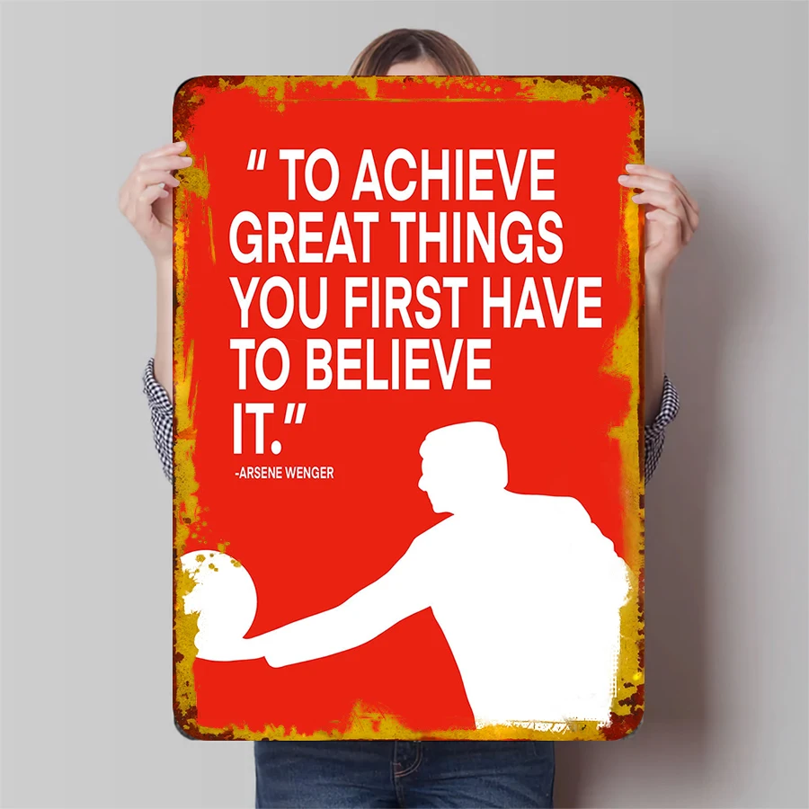 Citação inspiradora Arte de parede de metal Arsene Wenger Dizendo motivacional Home Office Decorative Iron Hanging Sign