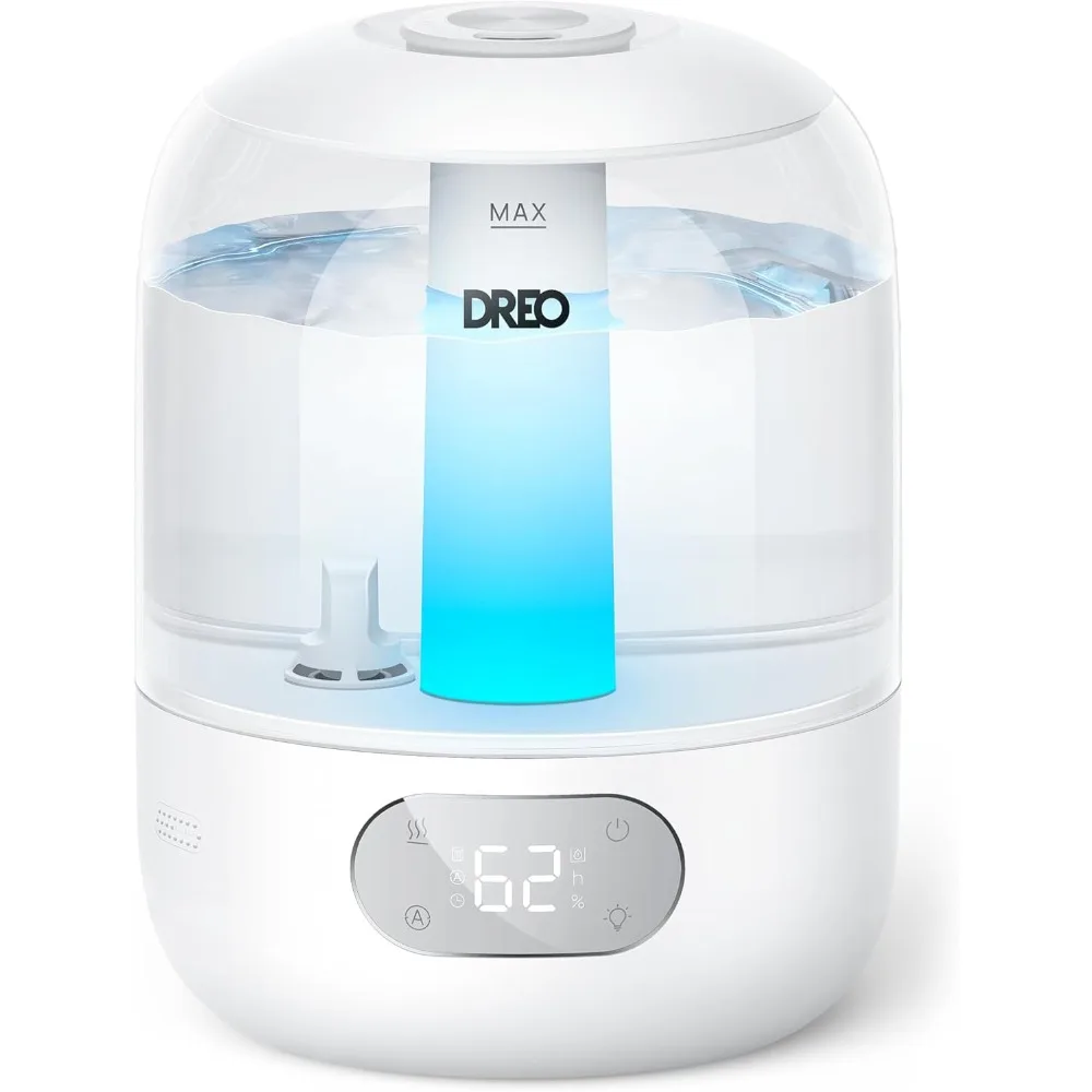 Cool Mist Ultrasonic Humidifier with Easy Top Fill & Clean, 30H & Quiet Runtime, Humidity Sensor, Night Light for Baby, Plants