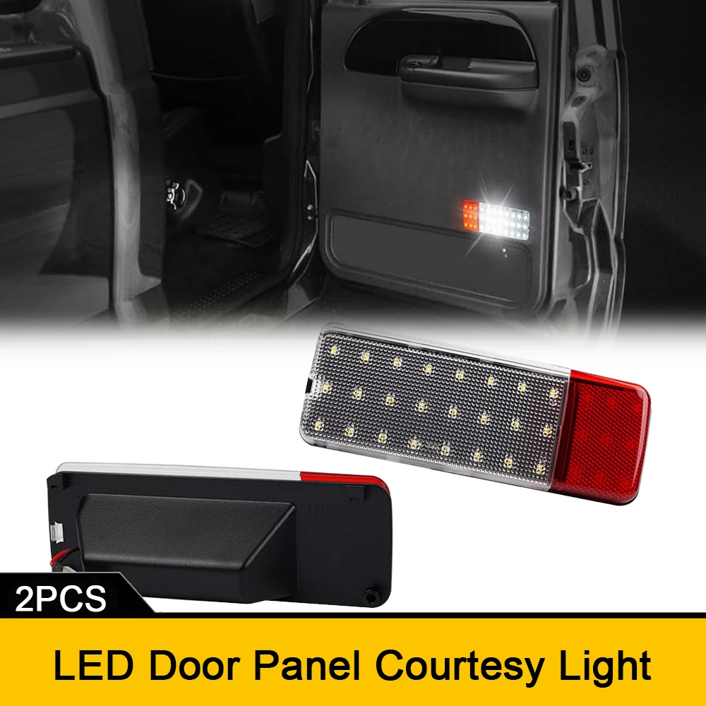 Luces de cortesía de Panel de puerta Interior LED blanco y rojo para Ford F150 F250 F350 BRONCO 1992-1996 lámpara de puerta lateral de estilo de coche