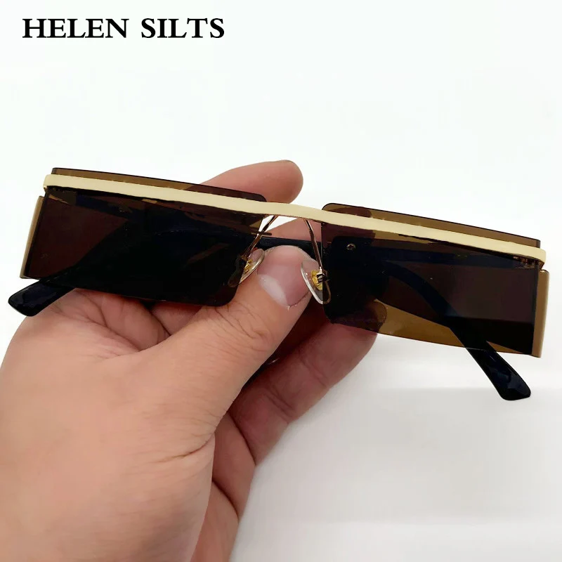 

Y2K Fashion Vintage Rectangle One Piece Sunglasses Women Luxury Brand Designer Vintage Popular Metal Punk Men Sun GlassesUV400