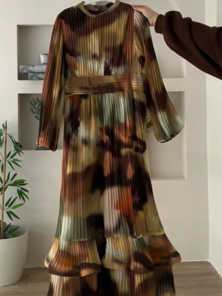 

Women's Chic Print Fashion Spring Summer Long Sleeve Casual Loose Dress Female High Waist Chic Party A-line Party Dress