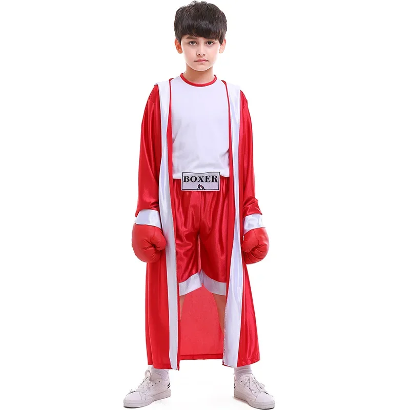 Kid Boxing Robes Boys Long Sleeve Martial Arts Sanda Rashguard Boxing Clothes Kickboxing Fight Grappling Muay Thai Clothing