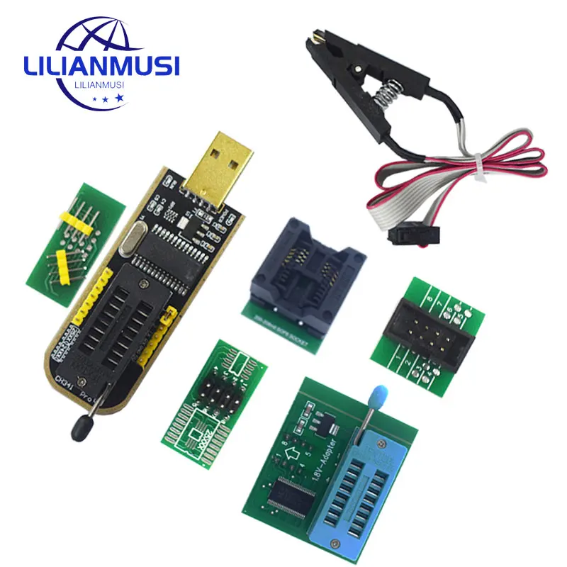 Original CH341A 24 25 Series EEPROM Flash BIOS USB Programmer Module + SOIC8 SOP8 Test Clip For EEPROM 93CXX / 25CXX / 24CXX