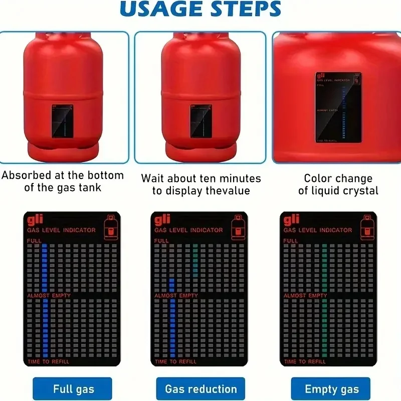 مؤشر مستوى خزان البروبان المغناطيسي - بطاقة قياس الغاز القابلة لإعادة الاستخدام للشواية والتخييم والمطبخ. لا حاجة إلى بطارية. #2