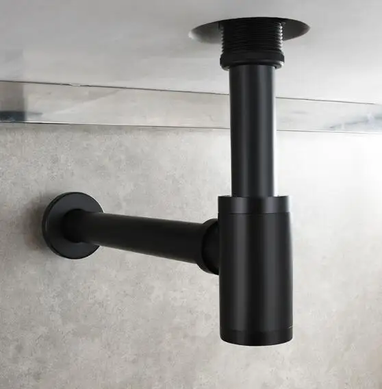 Bathroom Basin Sink Bottle P-Trap Drain Kit, No Overflow Pop-Up Plug