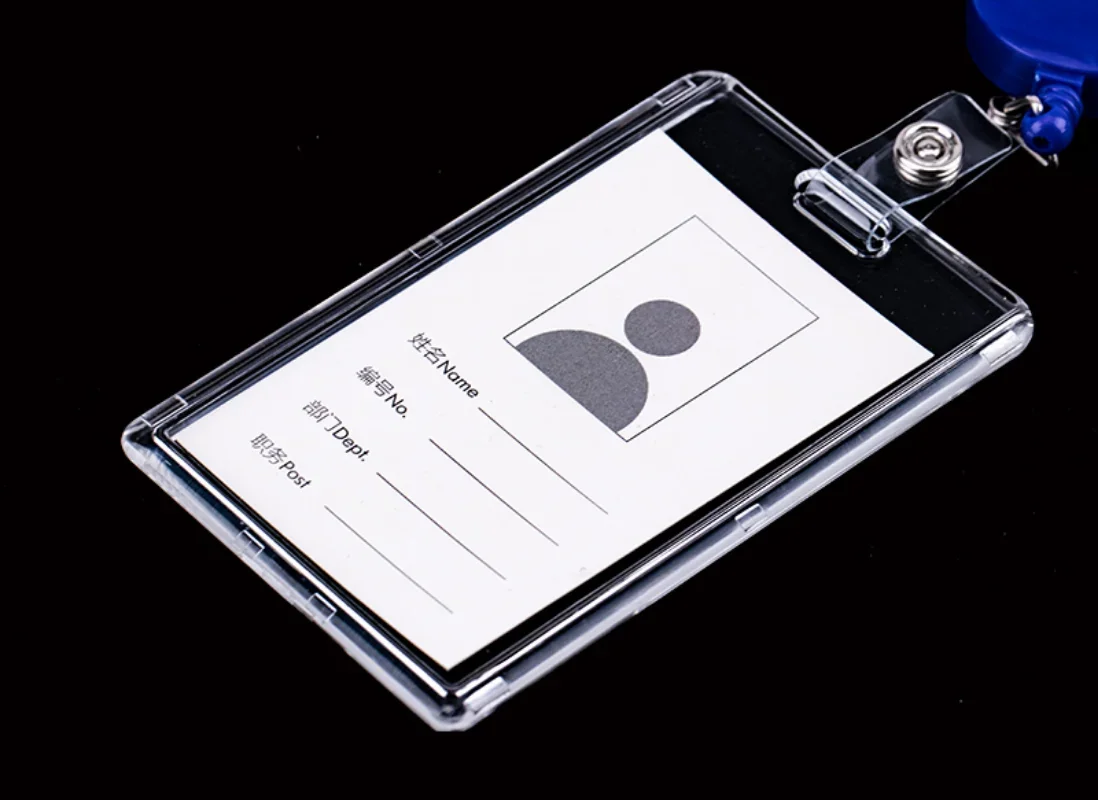 Transparent Hard Plastic Vertical Horizontal ID Tag Business Pass Access Employee\'s Work Card Cover Case Badge Holder Sleeve