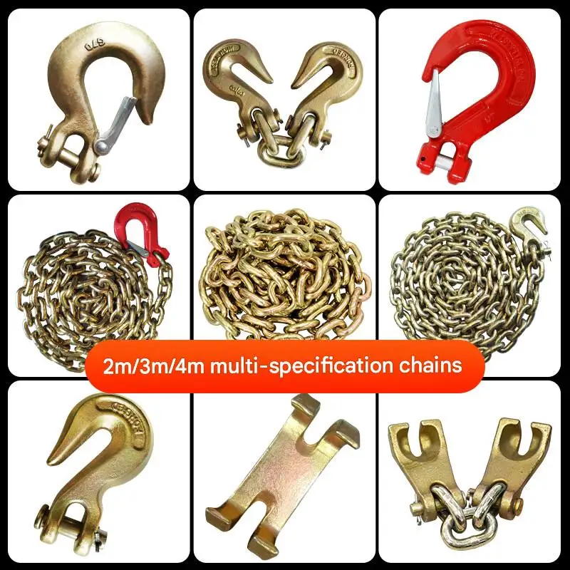 Auto Body Repair Pulling Chain with 8mm 10mm 12mm Hooks for Frame Straightening Machine
