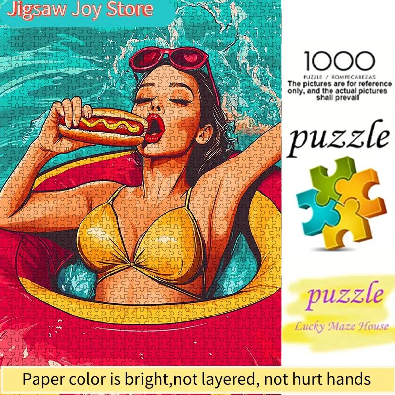 

Набор для творчества: бумажный пазл, летняя тематика — сексуальная девушка в надувном купальнике и с хот-догом. Высококачественный белый картон. Подходит для пар.