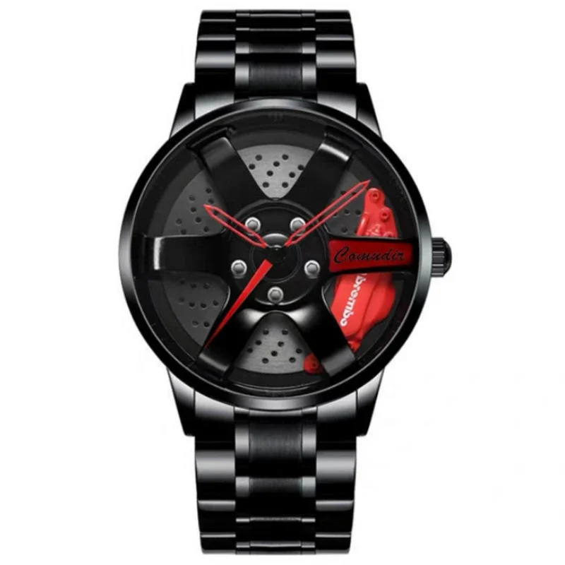 Fashion Men Watches Hollow 3D Wheel Watch for Men Women Dress Watch Racing Style Anti-scratch Mirror Waterproof Male Wristwatch