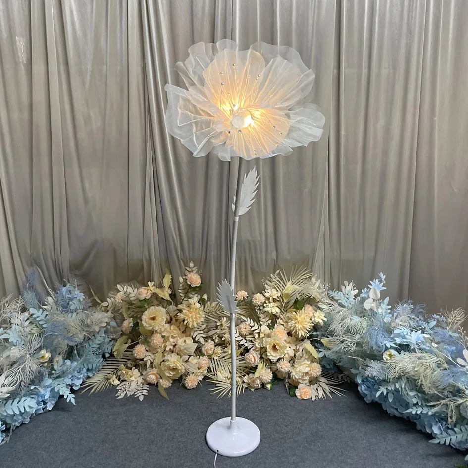 

LED Light Source Huge Floral Blossom Stand with Artificial Flower Wedding Backdrop Decoration