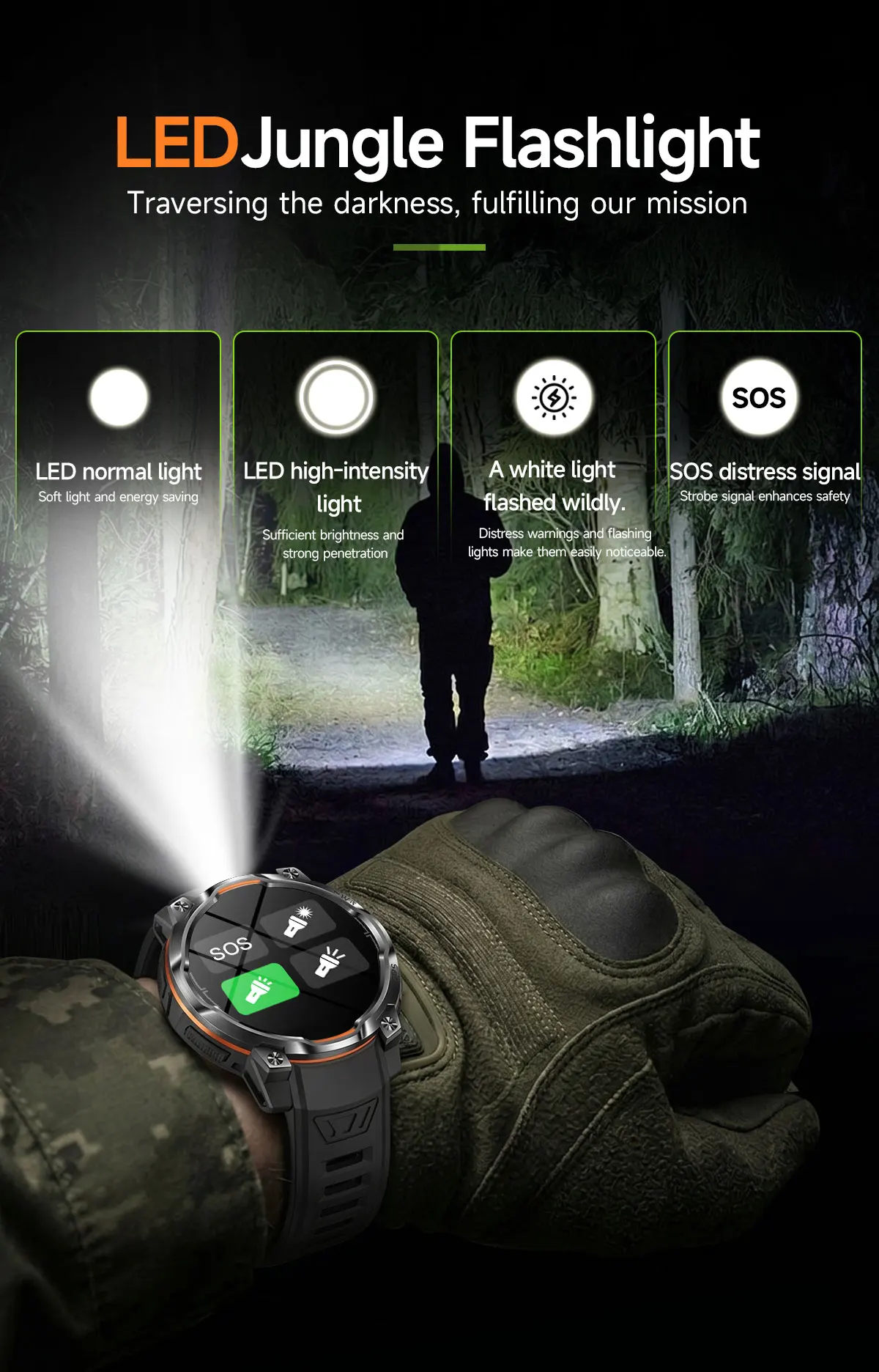 2026 Neue Outdoor GPS Smartwatch für Herren mit Offline-Karten, 1200mAh, 5ATM Wasserdicht, Kompass, Höhenmesser, Bluetooth-Anruf, Sport-Fitness-Tracker – Detail 6