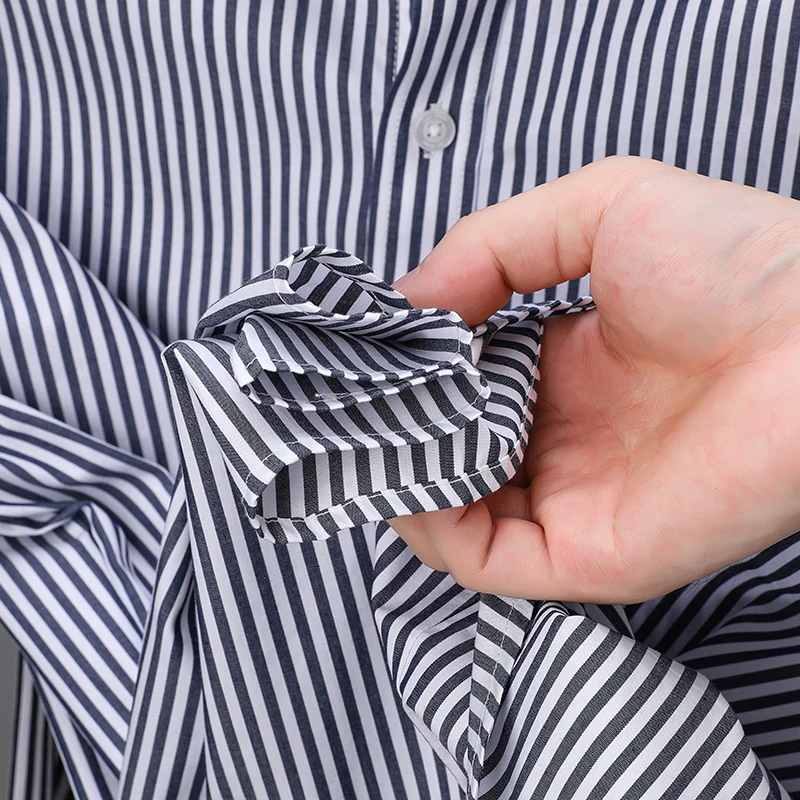 High-End Man Long Sleeves Shirt 100%cotton Lapel Stripe British Style Autumn New Shirt Tops Minimalist Design Fashion Men's Wear