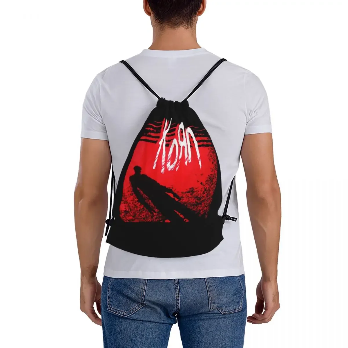 Korn Metal Rock Music Backpacks Fashion Drawstring Bags Sports Bag Book Bags for Travel School