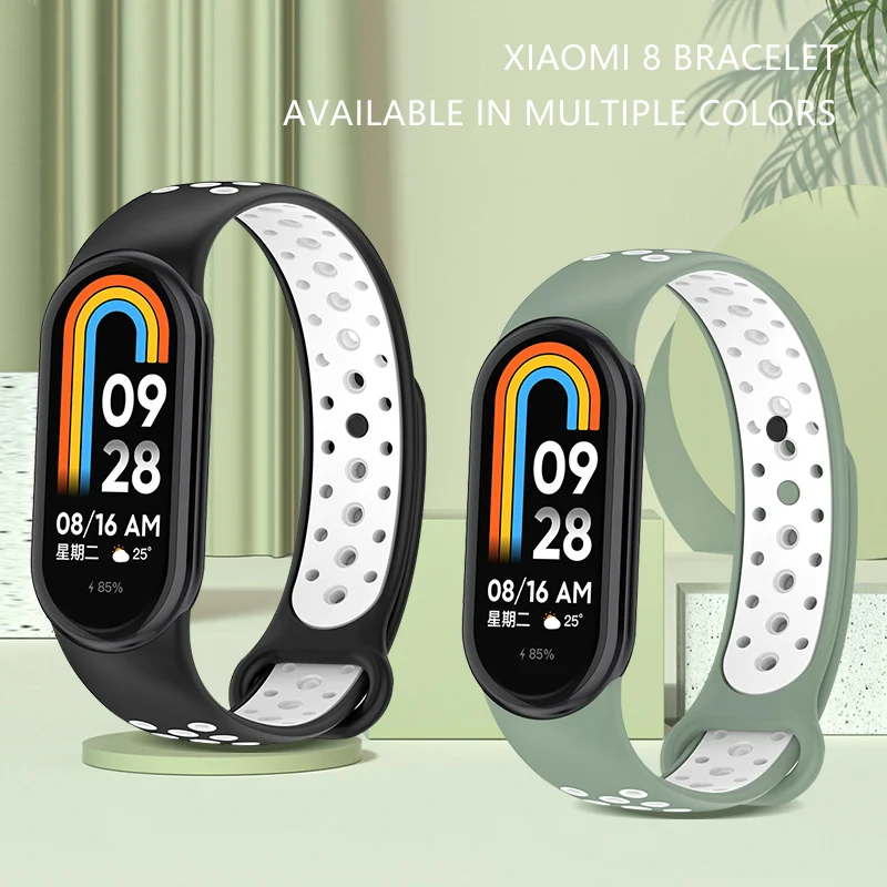 Correa de silicona para Xiaomi Mi Band 8 9 10, accesorio deportivo para reloj inteligente, pulsera de dos tonos, repuesto de cinturón Mi Band 8/9/10