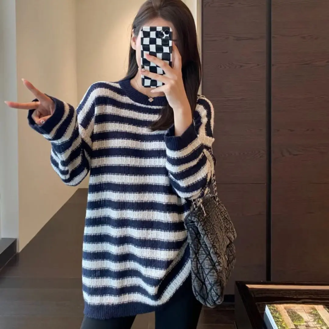 Cozy Women's Wool Striped Oversized Sweater - Autumn Style