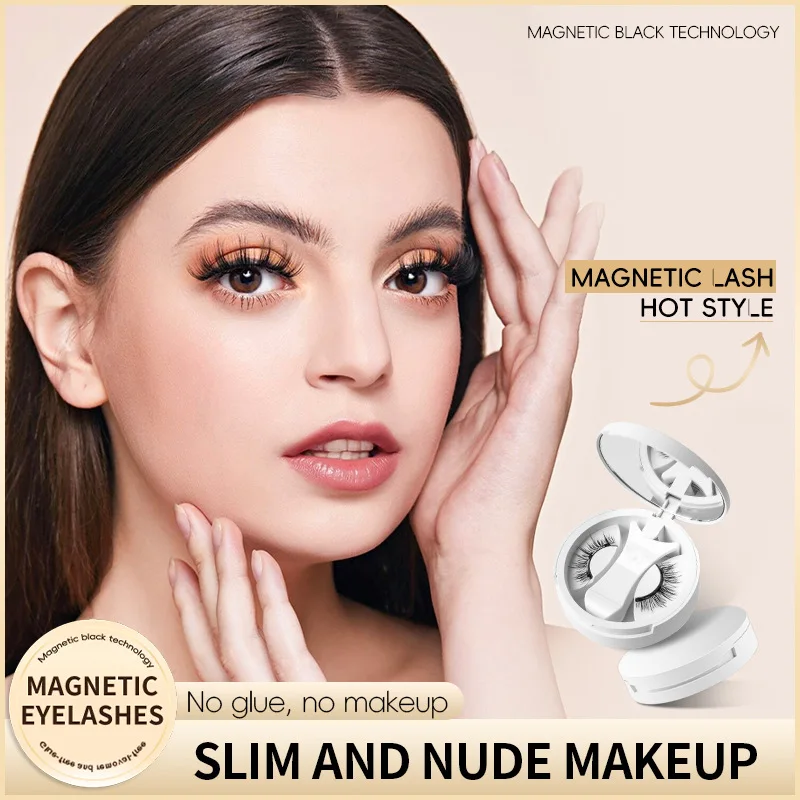 3D Natural Magnetic Eyelashes With 3 Magnetic Lashes Reusable Magnetic False Eyelashes Portable Cosmetic Tool