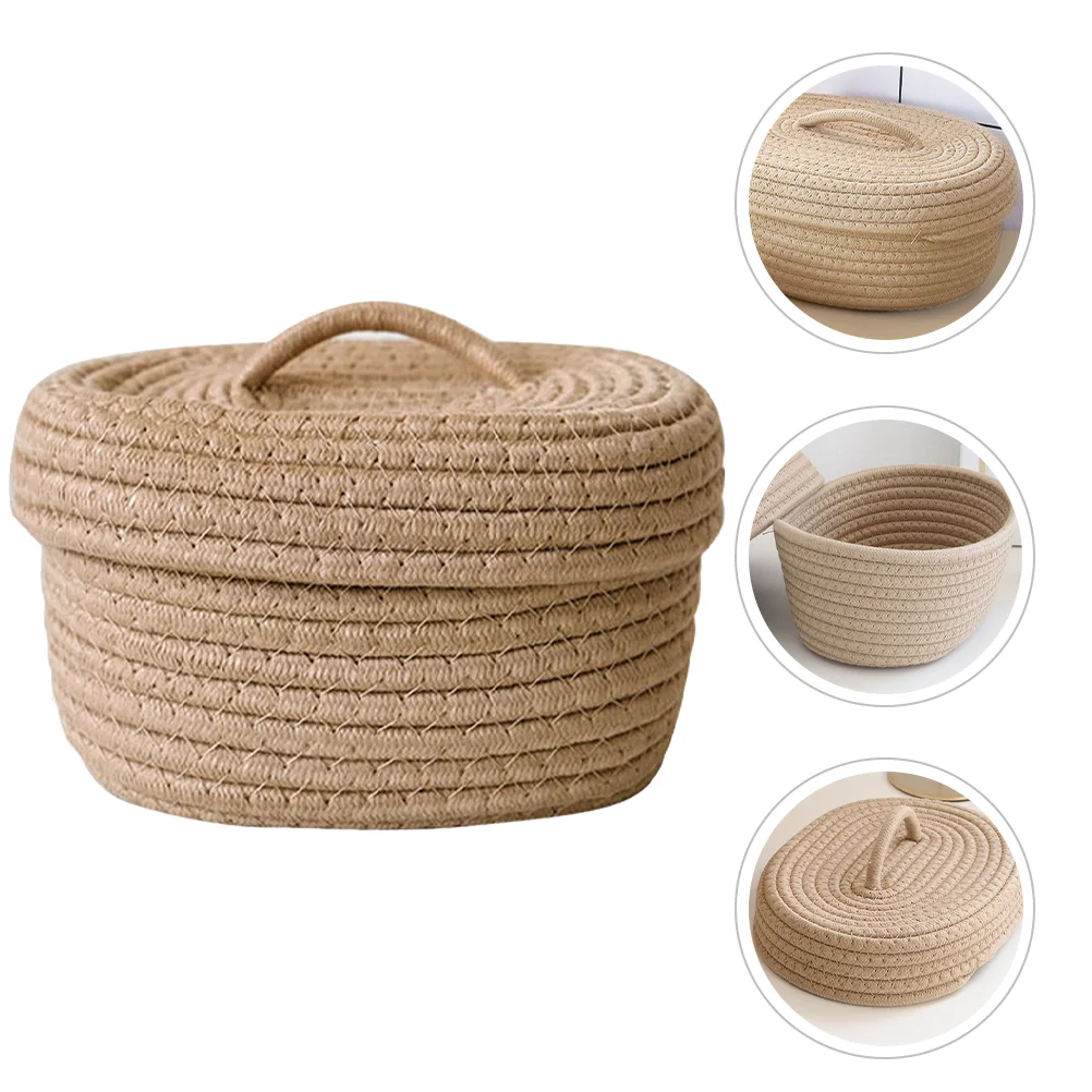 Cotton Rope Bins Nordic Simple Style Covered Storage Box Desktop Snacks Toy Cosmetics Basket Khaki Color Decorate Woven Child