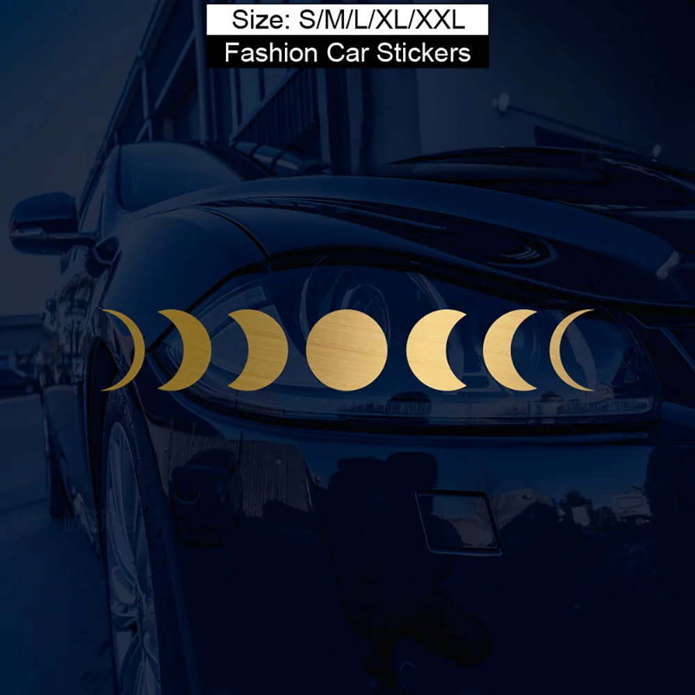 1pc Lunar Phases of the Moon Car Decal Compatible for Windows, Bumper, Motorcycle-PET Reflective Sticker with Moon Phase Stages