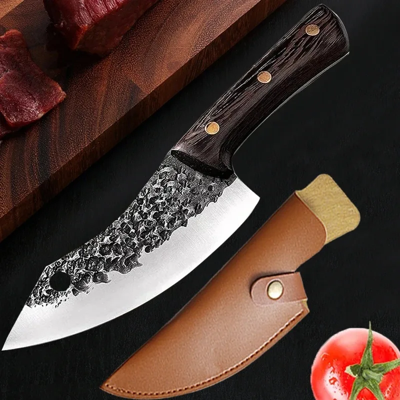 Meat Cleaver Hand Forged Boning Knife Full Tang Kitchen Knife Ultra Sharp Chef Knife Butcher Knife for Kitchen BBQ Cooking Tools