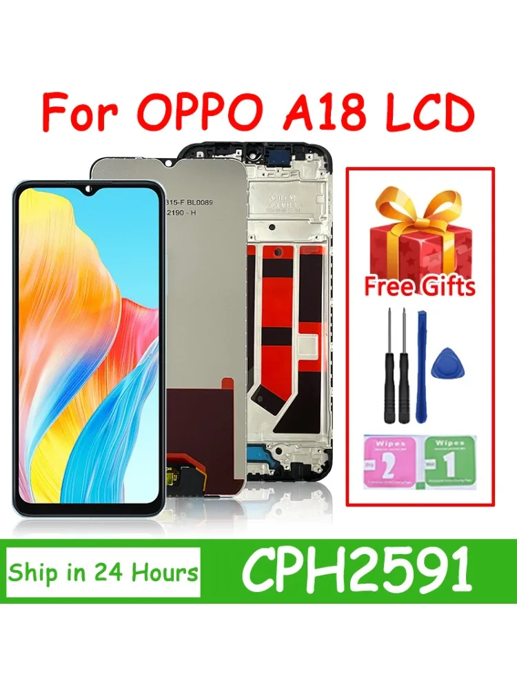 Wyświetlacz 6.56 cala do Oppo A18 CPH2591, wyświetlacz LCD z ramką, ekran dotykowy, digitizer, zespół do wymiany wyświetlacza Oppo A18 — zdjęcie produktu 7