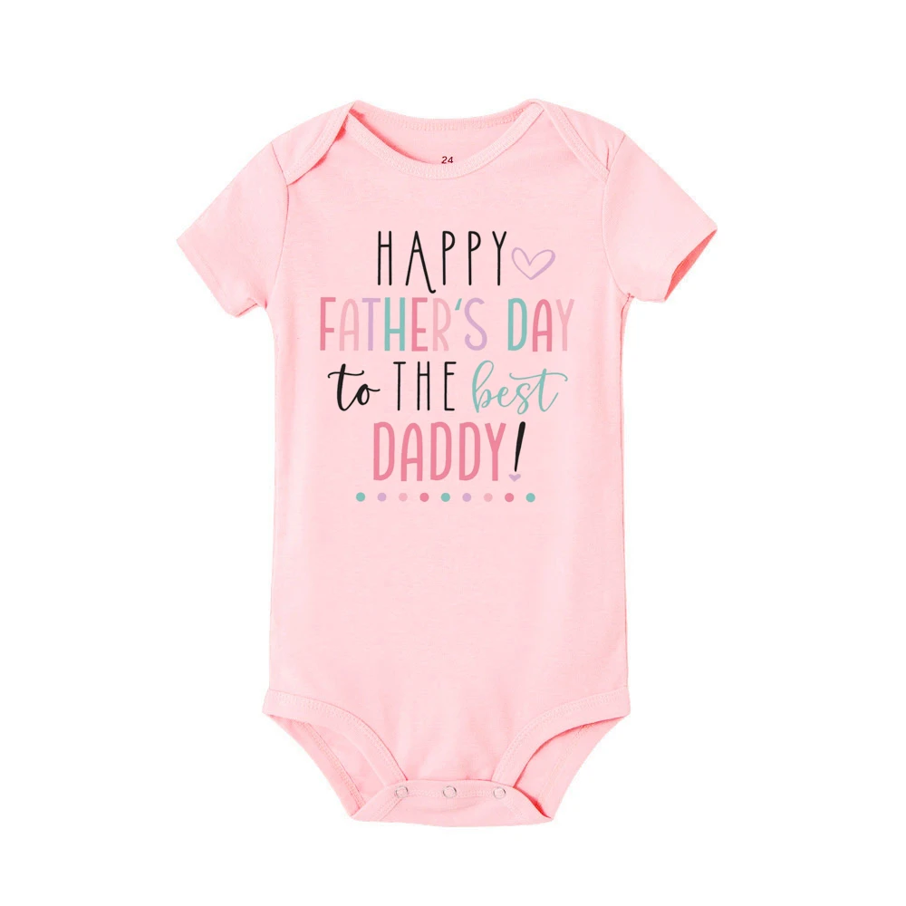 Happy Father\'s Day To Best Daddy Printed Baby Romper Newborn Short Sleeve Bodysuit Boys Girls Fathers Day Outfit Toddler Clothes