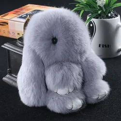 14cm Cute Pluff Bunny Keychain Rex Rabbit Fur Key Chains for Women Bag Toys Doll Fluffy Pom Pom Lovely Pompom Keyring