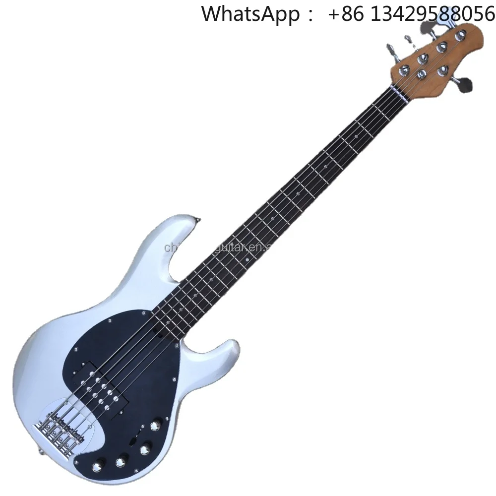 Flyoung 5 Strings Electric Bass Guitar Silver Musical Instruments Rosewood Fretboard Bass Guitar