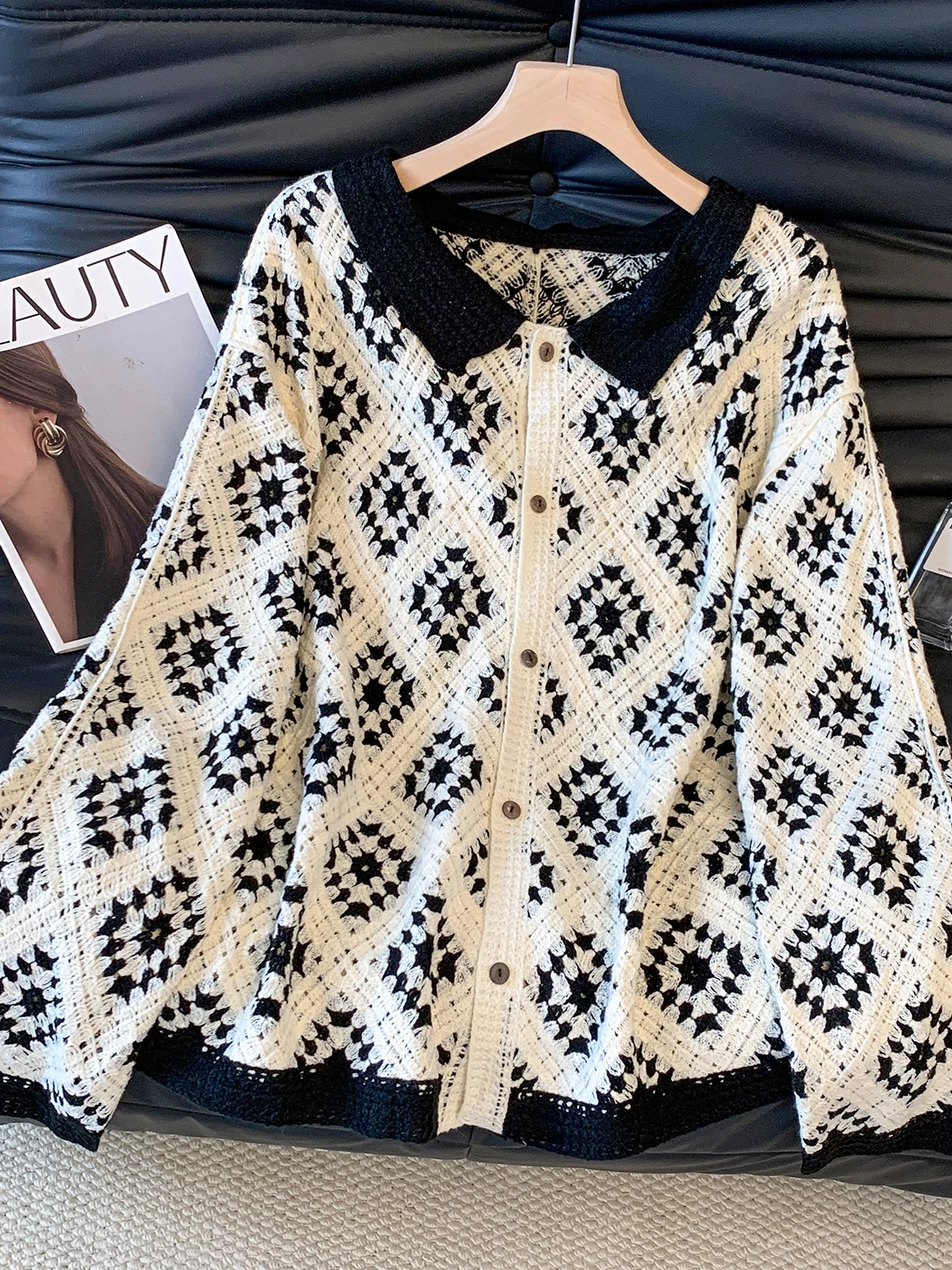 

Women's Loose Cotton Yarn Hollow out Diamond Pattern Knitwear Small Fraance Sle Autumn New Faion Soft Medium Thin ...