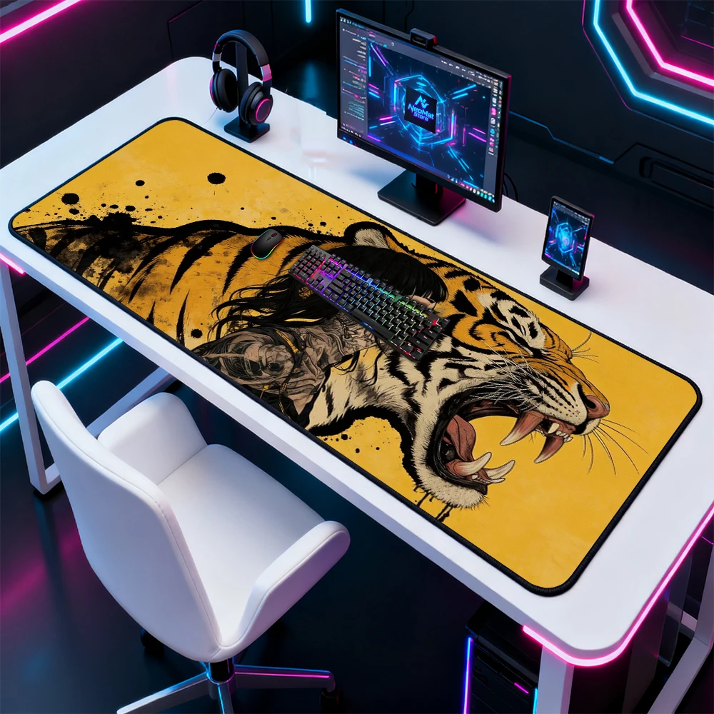 Woman Tiger Mouse Mat Gameing Mouse Pad 1300 Yellow Cool Office Computer Pad Keyboard Cushion 160 Meter Carpet Personalized Mats