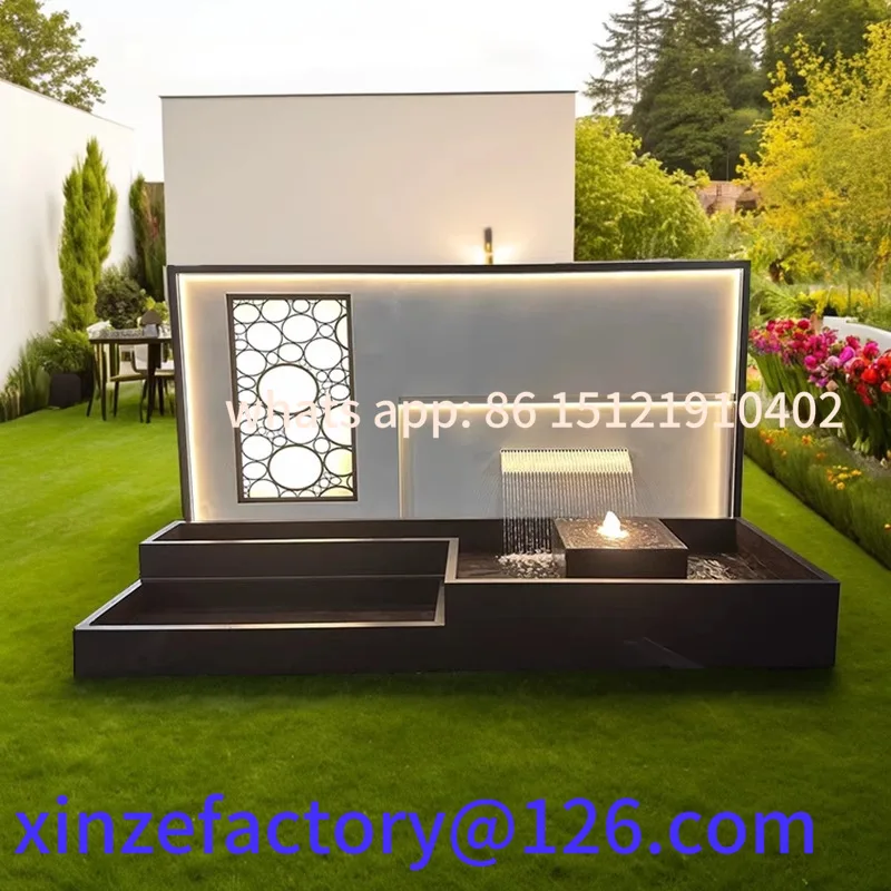 

Customizable stainless steel water wall villa garden