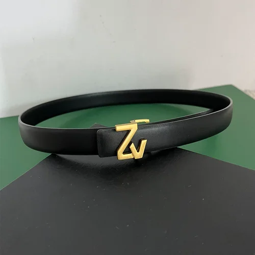 Imagen 2 del producto Nuevo cinturón Reversible de cuero genuino fino de lujo de 2,5 cm, cinturones de moda para mujer, cinturón de Metal de diseñador, pretina para pantalones vaqueros para vestido femenino