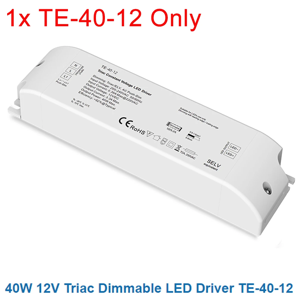 Skydance 40W 75W 150W Triac Dimming Constant Voltage LED Driver Push Switch DC12V 24V Dimmable Power Supply Phase-cutting Dimmer image 3