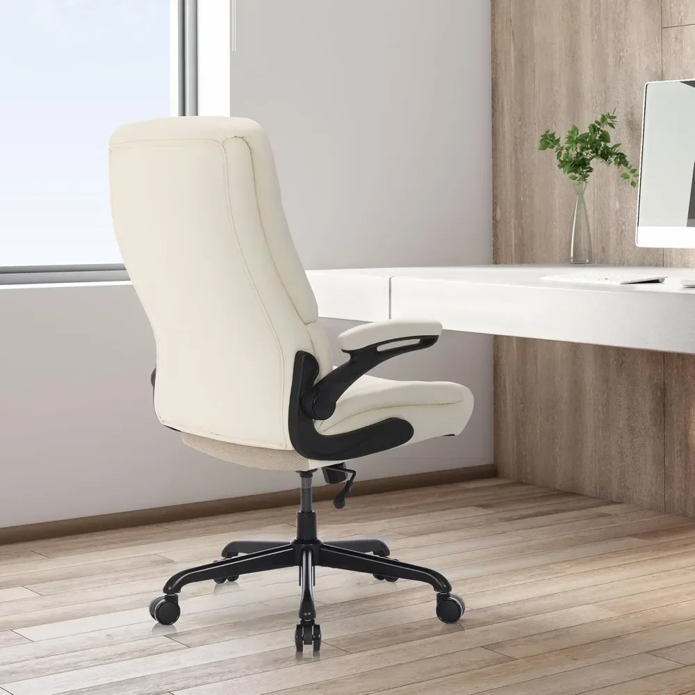 Silla de escritorio ejecutiva con soporte Lumbar, sillón ergonómico de cuero PU para ordenador con reposabrazos abatibles, 500 libras