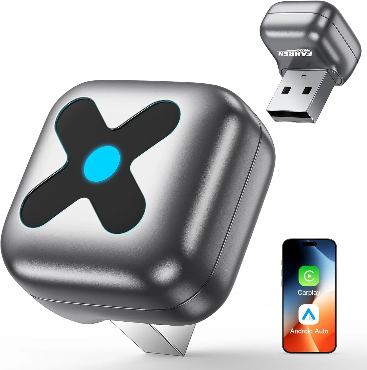 

Беспроводной адаптер CarPlay для iPhone Apple, адаптер 2 в 1 Android Auto, нулевая задержка для iOS 10+ Android 11+, GPS-система