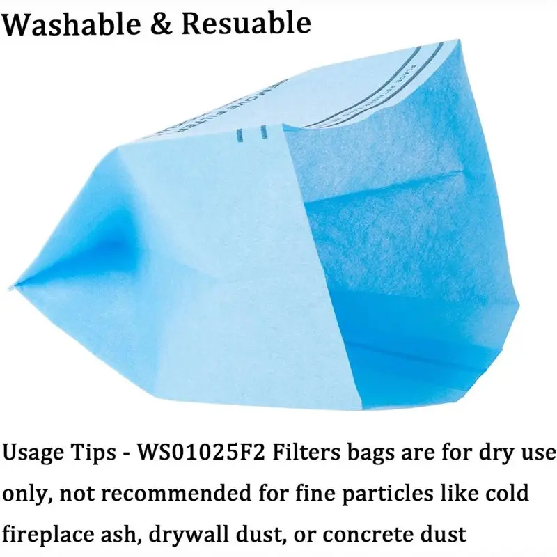 A84G WS01025F2 Wet Dry Filter Bag For 9-38737 Vacuum Cleaners, 8 Dust Bags + 3 Retaining Bands, Dust Collector Filters