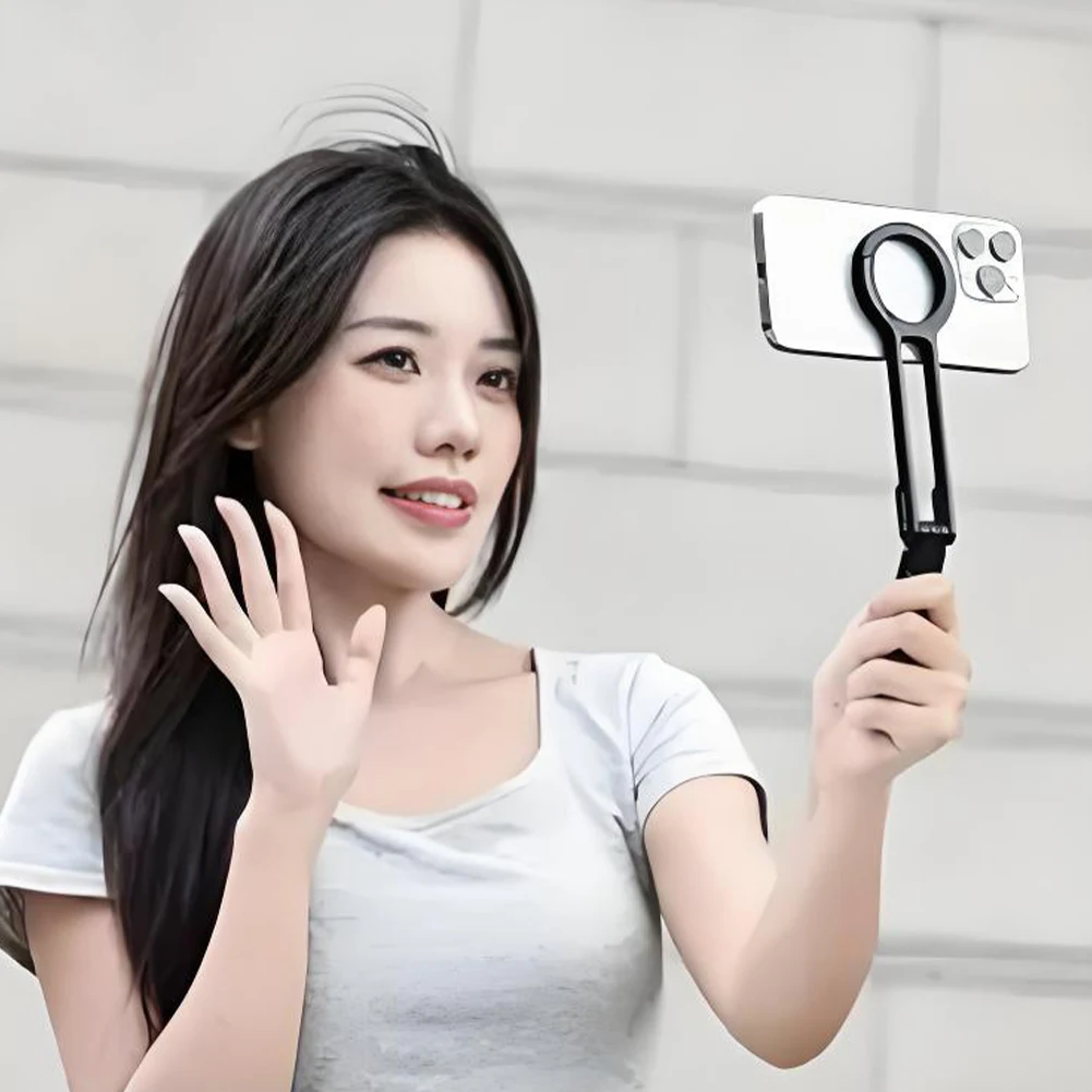 

Metal Phone Tripod Rotating Magnetic Ring Phone Holder Multi-Function Desk Mount Phone Handle Holder for Selfie Vlog Video