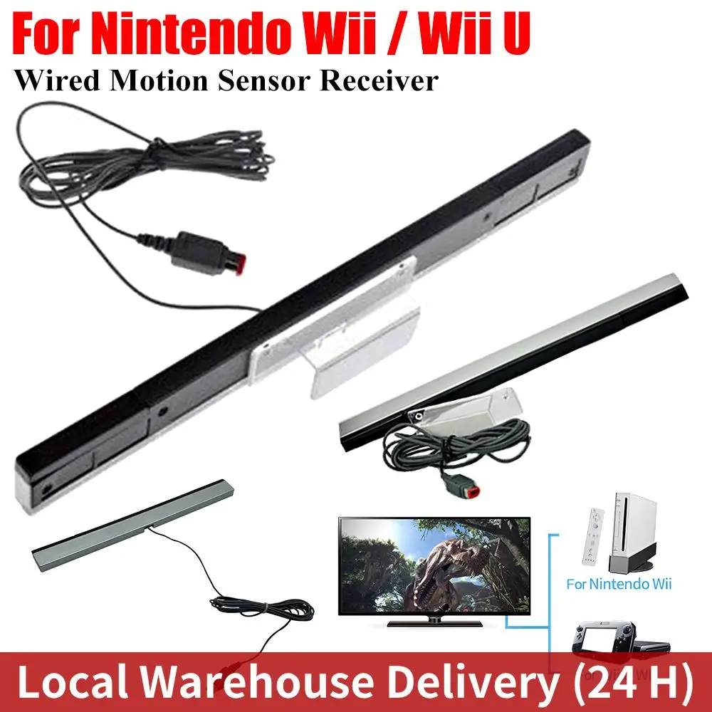 Wired Motion Sensor Receiver with Extension Cord Wired Motion Sensor Bar Wired Remote Sensor Bar for Nintendo Wii Wii U Console product image
